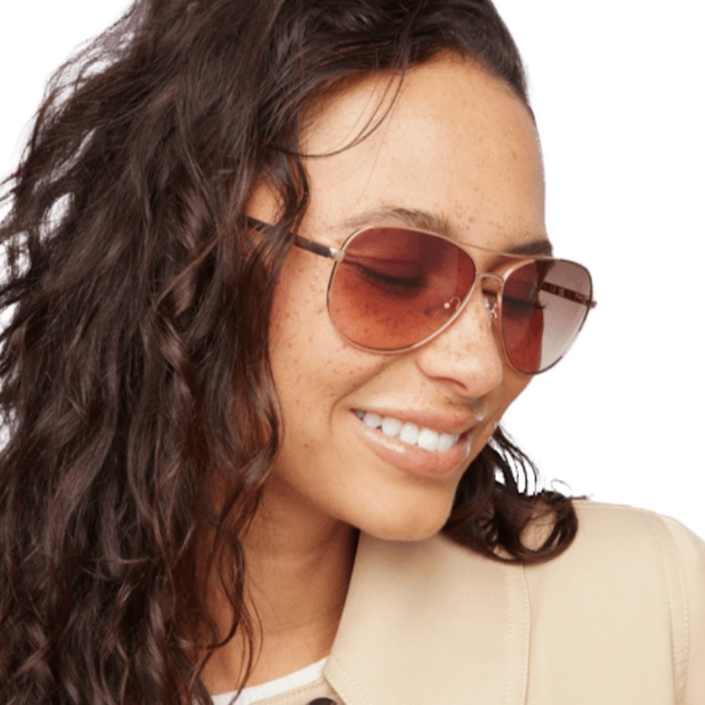 NEW Kate Spade Emmaline Rose Gold Aviators with soft Pouch